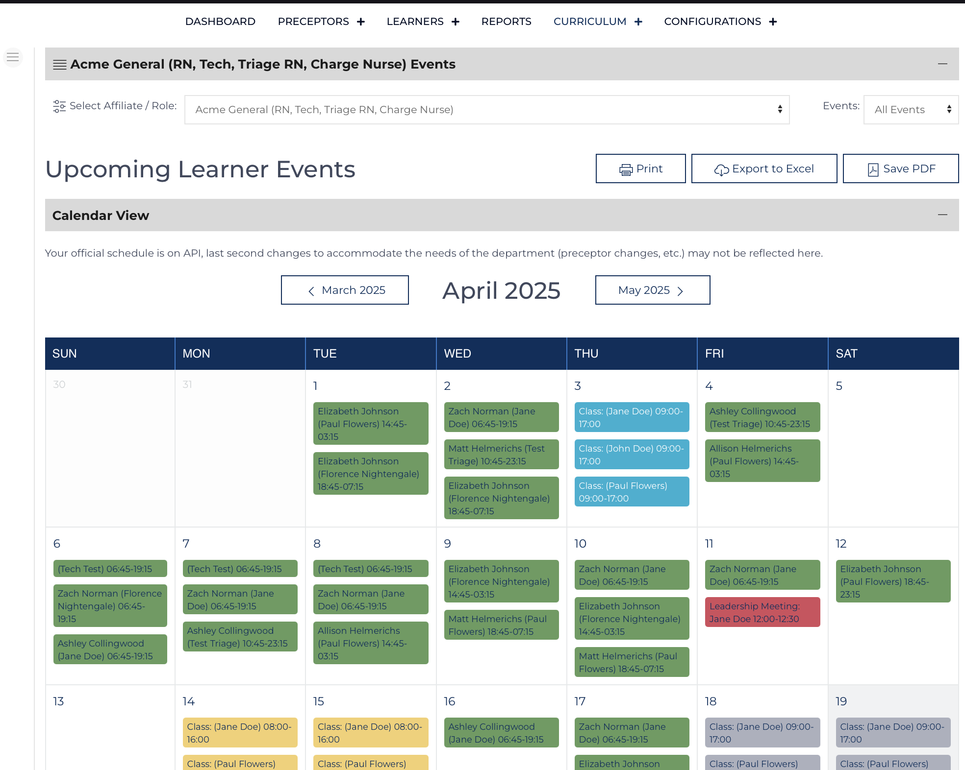 Schedule Report