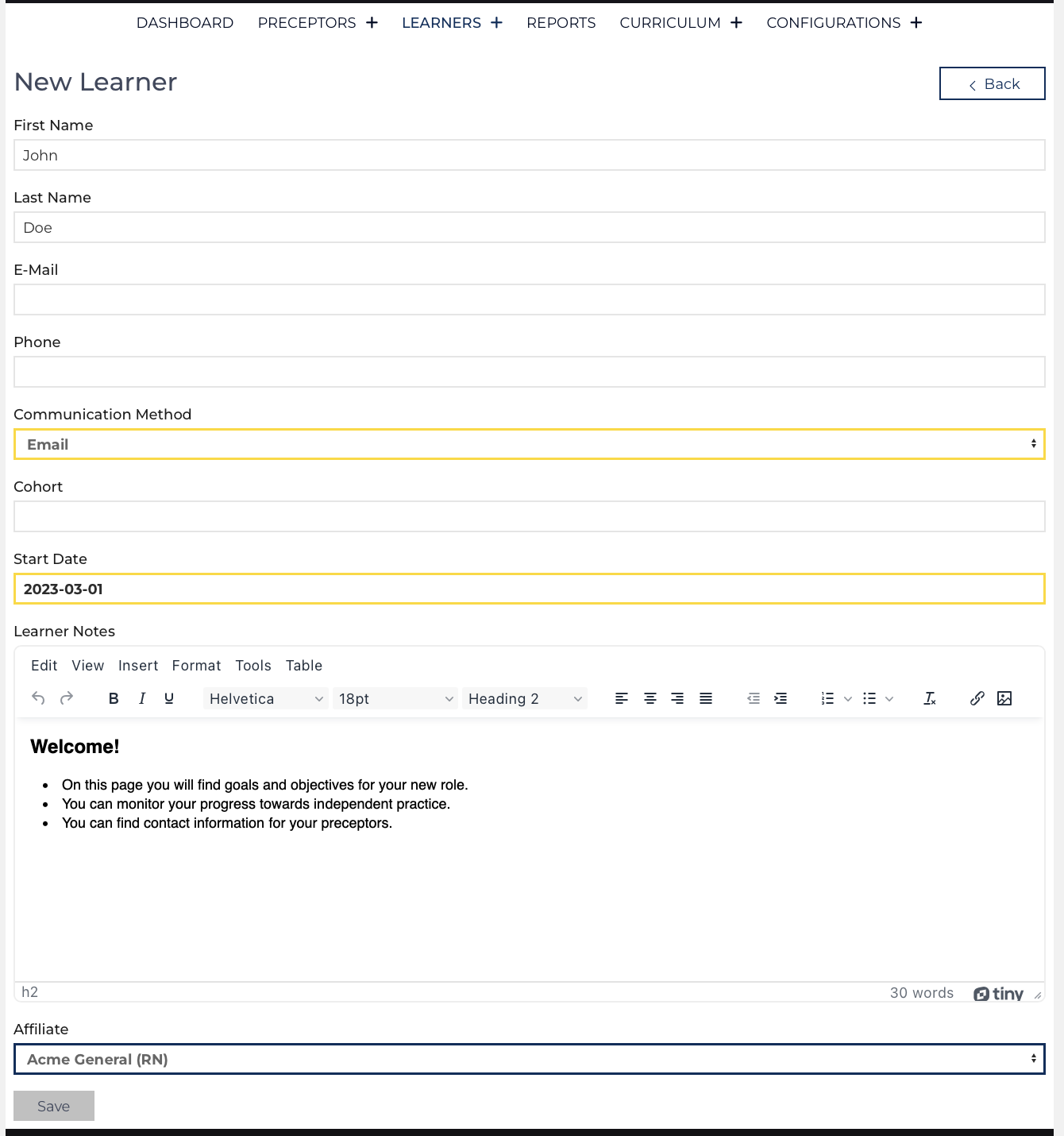 Add Learner