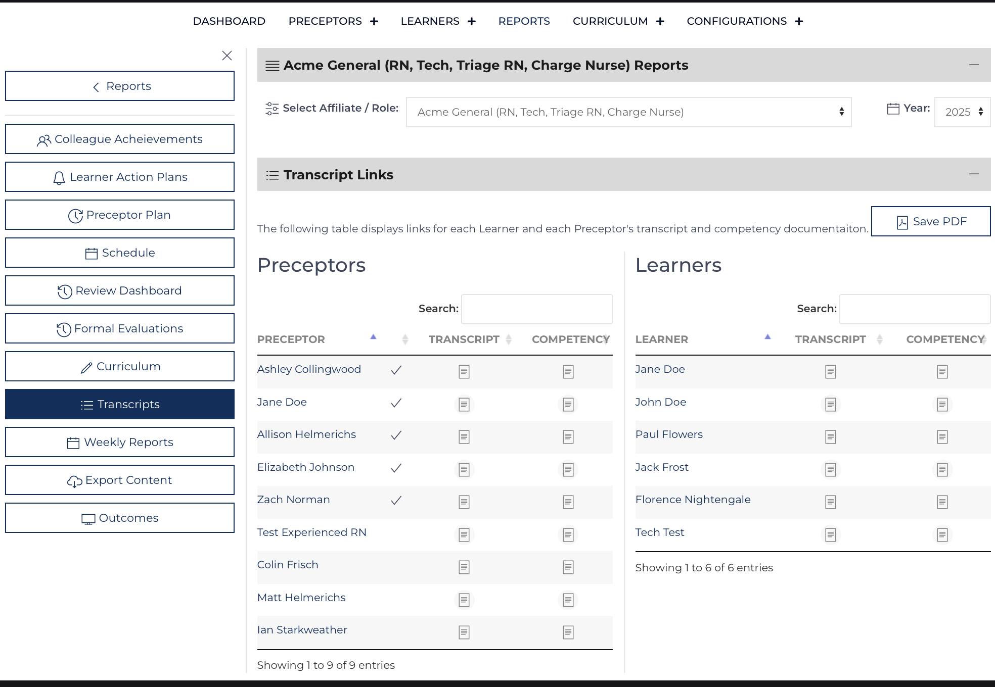 Transcript Reports