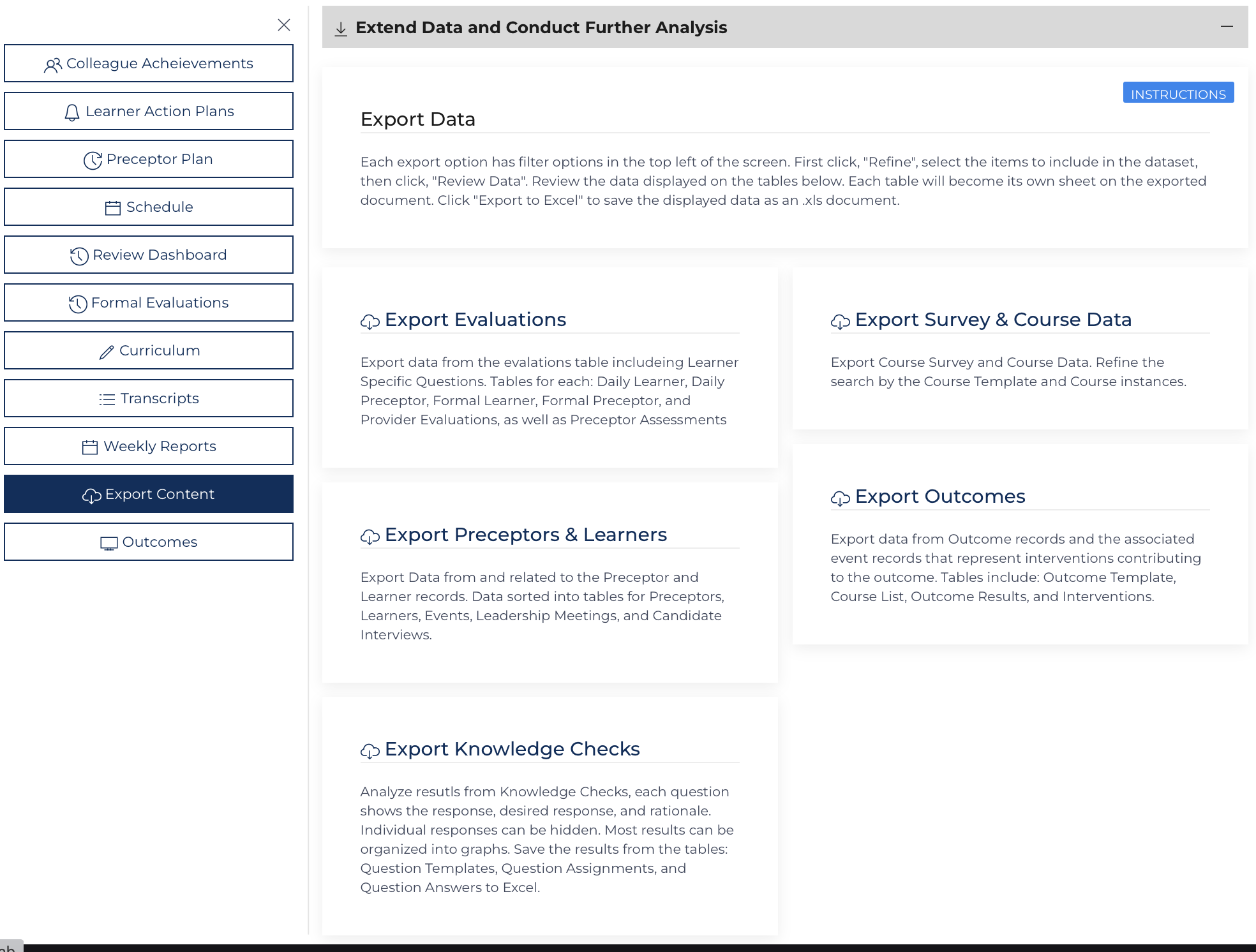 Export Content
